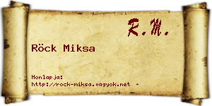 Röck Miksa névjegykártya